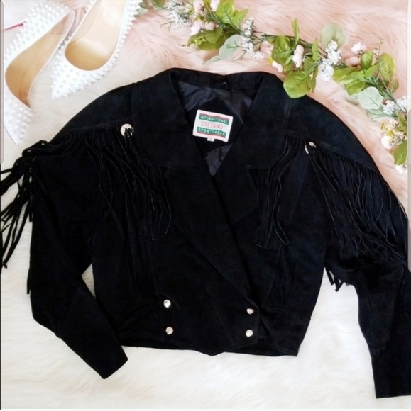 Vintage Leather Fringe Cropped Jacket - Picture 1 of 8